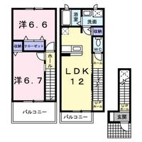 兵庫県姫路市阿保(アパート)の賃貸物件の間取り