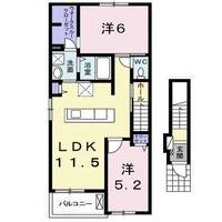 広島県福山市駅家町大字上山守(アパート)の賃貸物件の間取り