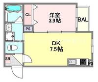 大阪府大阪市東淀川区東中島3(マンション)の賃貸物件の間取り