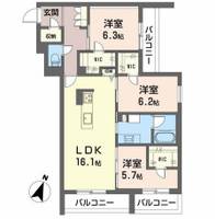 大阪府吹田市山田東4(マンション)の賃貸物件の間取り