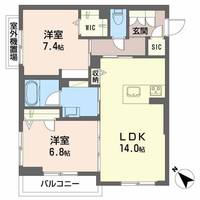 静岡県浜松市中央区西伊場町(マンション)の賃貸物件の間取り