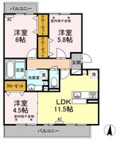 静岡県浜松市中央区原島町(アパート)の賃貸物件の間取り