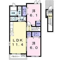 埼玉県東松山市六軒町(アパート)の賃貸物件の間取り