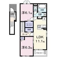 長野県佐久市中込(アパート)の賃貸物件の間取り