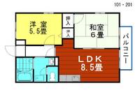 ハートホーム八ッ橋B棟の間取り