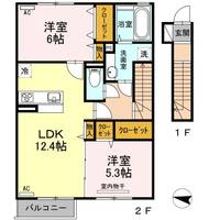 広島県福山市神辺町大字川南(アパート)の賃貸物件の間取り