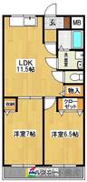 福岡県久留米市京町(アパート)の賃貸物件の間取り