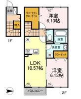徳島県徳島市城南町1(アパート)の賃貸物件の間取り
