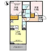 栃木県小山市東城南1(アパート)の賃貸物件の間取り