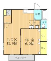 熊本県熊本市北区龍田弓削1(アパート)の賃貸物件の間取り