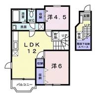 岐阜県瑞穂市十九条(アパート)の賃貸物件の間取り