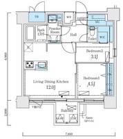 東京都江東区新大橋2(マンション)の賃貸物件の間取り
