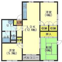 北海道函館市的場町(マンション)の賃貸物件の間取り