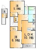 福島県郡山市大槻町字熊野木(アパート)の賃貸物件の間取り