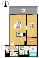 岡山県岡山市北区下伊福1(アパート)の賃貸物件の間取り