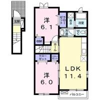 栃木県小山市粟宮1(アパート)の賃貸物件の間取り