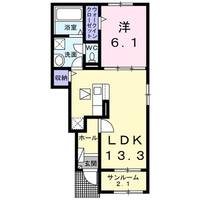 栃木県小山市大字粟宮(アパート)の賃貸物件の間取り
