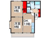 入間市扇台 平成13年築 2DKハイツの間取り