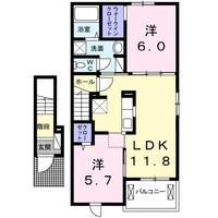 徳島県徳島市八万町川南(アパート)の賃貸物件の間取り