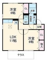 山梨県甲府市上今井町(アパート)の賃貸物件の間取り