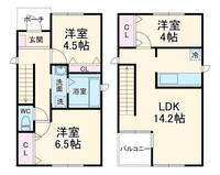 愛知県清須市朝日城屋敷(一戸建)の賃貸物件の間取り