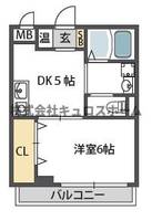 大阪府大阪市生野区巽南5(マンション)の賃貸物件の間取り