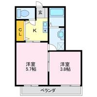 愛知県蒲郡市緑町(アパート)の賃貸物件の間取り