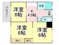 福岡県北九州市八幡東区石坪町(マンション)の賃貸物件の間取り