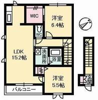 広島県福山市水呑町三新田1(アパート)の賃貸物件の間取り