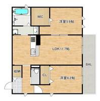 大阪府大阪市東住吉区湯里1(マンション)の賃貸物件の間取り