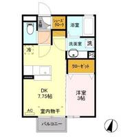 栃木県小山市大字土塔(アパート)の賃貸物件の間取り
