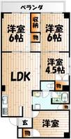 福岡県北九州市小倉北区田町(マンション)の賃貸物件の間取り