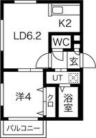 北海道札幌市豊平区平岸四条12(マンション)の賃貸物件の間取り