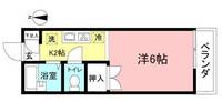 第6シルク荘Bの間取り