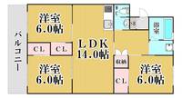 福岡県福岡市早良区原2(マンション)の賃貸物件の間取り