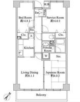 神奈川県横浜市青葉区市ケ尾町(マンション)の賃貸物件の間取り