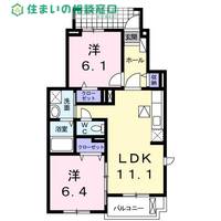 愛知県岡崎市河原町(アパート)の賃貸物件の間取り