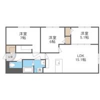 北海道札幌市中央区南十七条西11(マンション)の賃貸物件の間取り