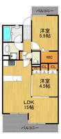神奈川県横浜市神奈川区旭ケ丘(マンション)の賃貸物件の間取り
