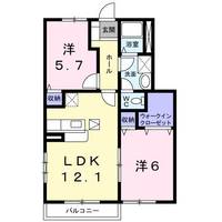 栃木県那須塩原市五軒町(アパート)の賃貸物件の間取り