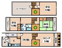 大阪府寝屋川市成田南町(一戸建)の賃貸物件の間取り