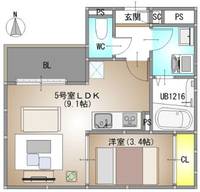 岡山県岡山市北区広瀬町(アパート)の賃貸物件の間取り