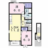 徳島県阿南市上中町中原(アパート)の賃貸物件の間取り
