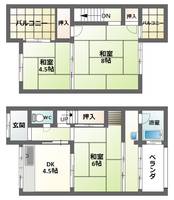 大阪府大阪市住吉区大領4(一戸建)の賃貸物件の間取り
