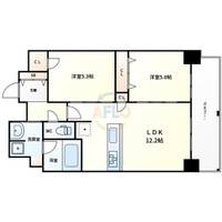 大阪府大阪市中央区森ノ宮中央2(マンション)の賃貸物件の間取り