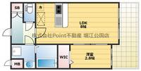 大阪府大阪市中央区瓦屋町2(マンション)の賃貸物件の間取り