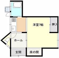 越智貸家(1Kタイプ)の間取り