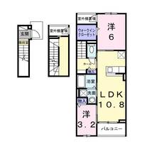 栃木県宇都宮市平松本町(アパート)の賃貸物件の間取り