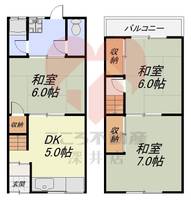 大阪府東大阪市大蓮南1(一戸建)の賃貸物件の間取り