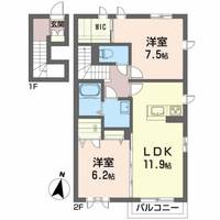 福島県郡山市富久山町久保田字愛宕(アパート)の賃貸物件の間取り